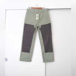 Olive Green & Dark Gray Two-Tone Work Pants